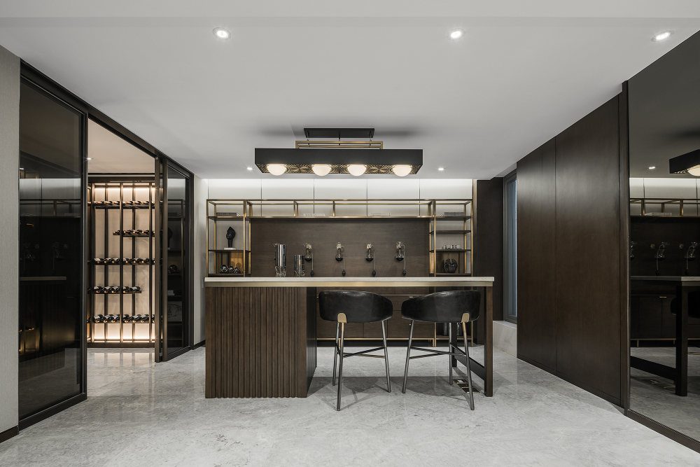 新中式风格室内家装案例效果图-酒柜吧台