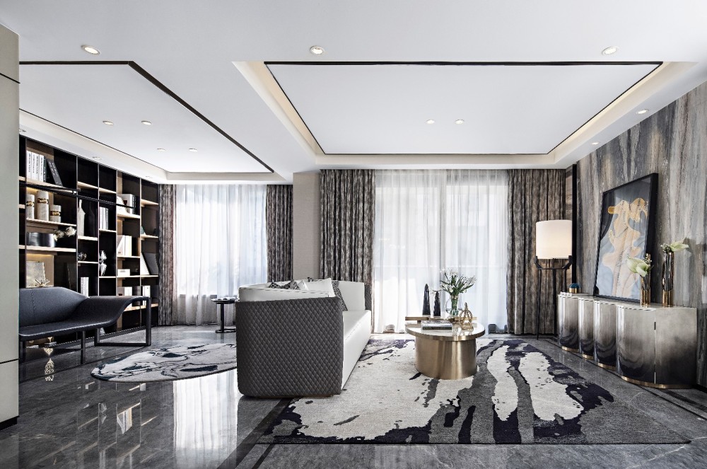 新中式风格别墅室内设计家装案例-客厅休闲区